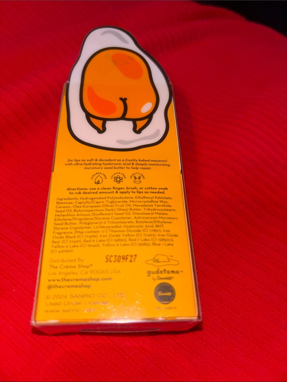 The Crème Shop x Gudetama Macaron Lip Balm - Yellow Moisturizing Gloss NIB - Picture 6 of 6